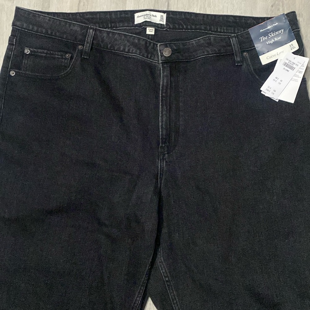 NWT Abercrombie & Fitch LONG The Skinny High Rise Curve Love Slit Ankle - Picture 2 of 10
